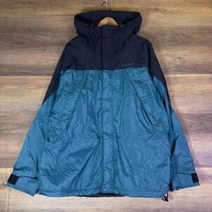 Vintage Marmot Men Hooded Jacket L Green Black Gorpcore Tech Made in Hong Kong